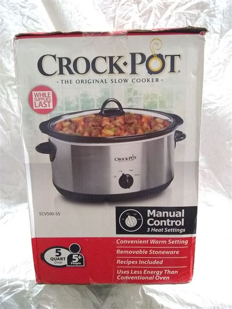 Keep in mind however that the lid is usually not microwave safe and never put the actual heating element in the microwave! Crock Pot Slow Cooker the Original 5qt 3 heat setting for ...