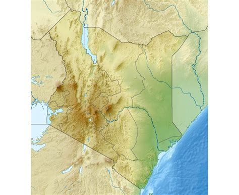 Rivers Lakes Hills And Mountains In A Map Of Kenya