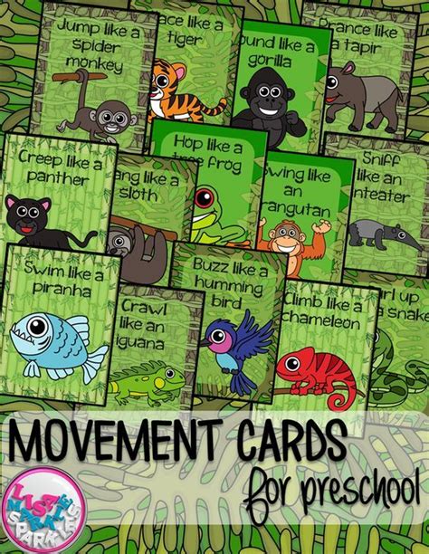 Rain Forest Animals Movement Cards For Preschool And Brain Break