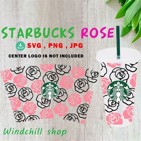 Art And Collectibles Roses Starbucks Cold Cup Svg Flowers Starbucks Wrap