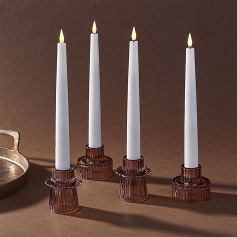 Infinity Wick White 9 Taper Candles Set Of 4 Decor Flameless