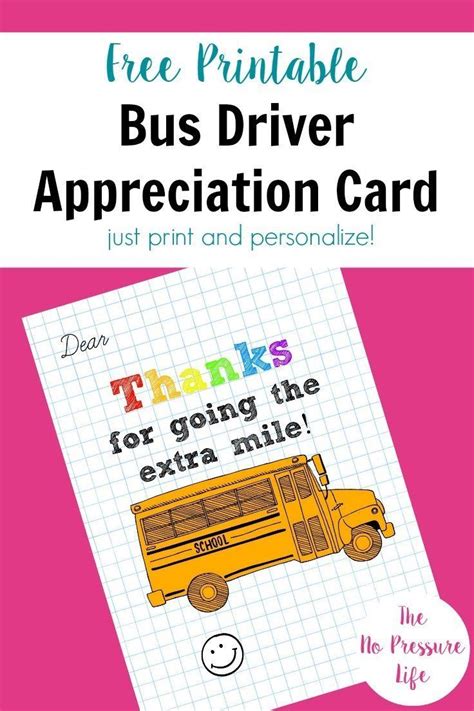 Free Printable Bus Driver Thank You Card Printable