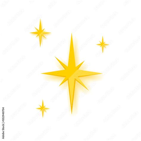 Christmas Twinkling Star Set Of Stars And Bursts With Glowing Light