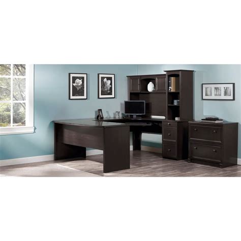 Realspace® Broadstreet U Shape Executive Desk Walnut Executive Desks