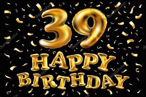 39 Years Birthday Celebration Greeting Card Design — Stock Vector