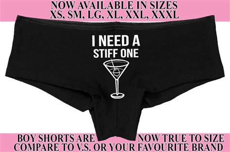 I Need A Stiff One Funny Martini Cocktail Show Slutty Side Hen Party Bachelorette Panty Panties