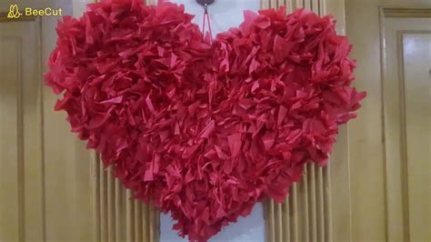 Tissue Paper Puffy Heart Wall Hanging Easy Wall Decoration Ideas