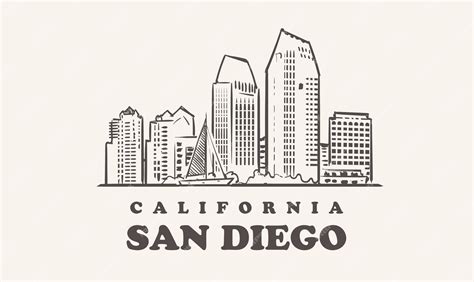Premium Vector San Diego Skyline Illustration Design