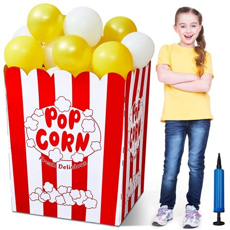 Giant Popcorn Box With Balloons And Balloons Pump Large Cardboard