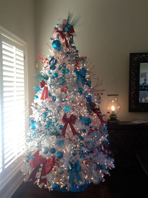 Check spelling or type a new query. Our blue and red Christmas tree. … | Turquoise christmas ...