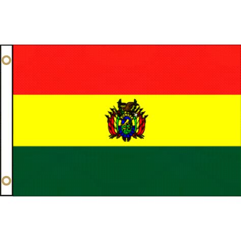 The bolivian flag is a horizontal tricolour with in the center an emblem. Buy Bolivia Flag in wholesale online! | Mimi Imports