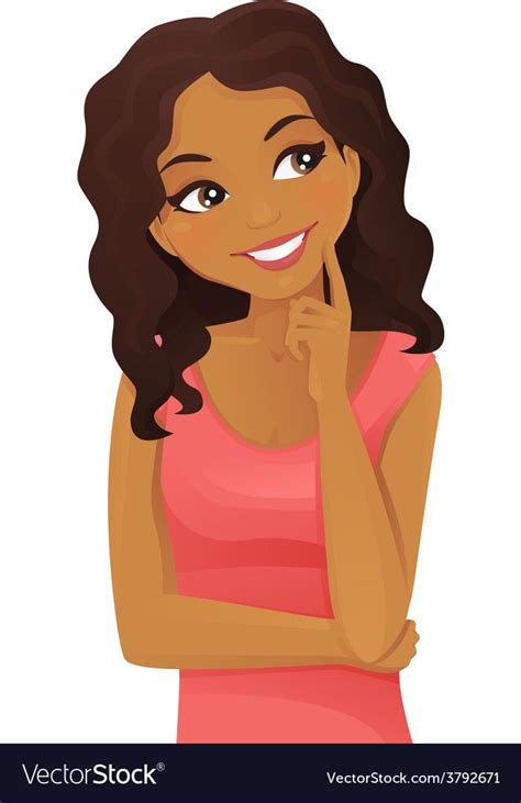 Thinking Black Woman Looking Up Download A Free Preview Or High Quality Adobe Illustrator Ai