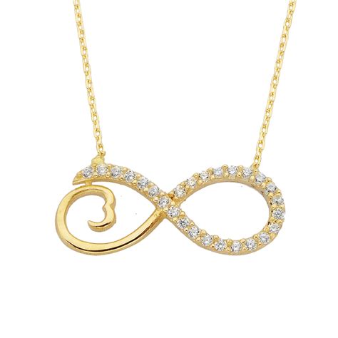 14k Real Solid Gold Infinity Pendant Necklace For Women