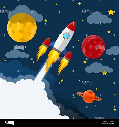 Space Pattern With Planets Stars And Rocket Vector Illustration