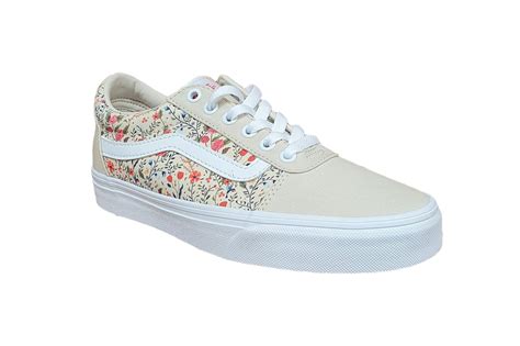 vans ward ditzy floral casual lace up trainers beige 3