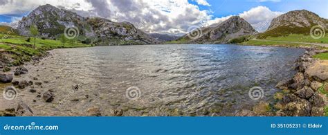 Enol Lake Panoramic Stock Image Image Of Picos Asturias 35105231