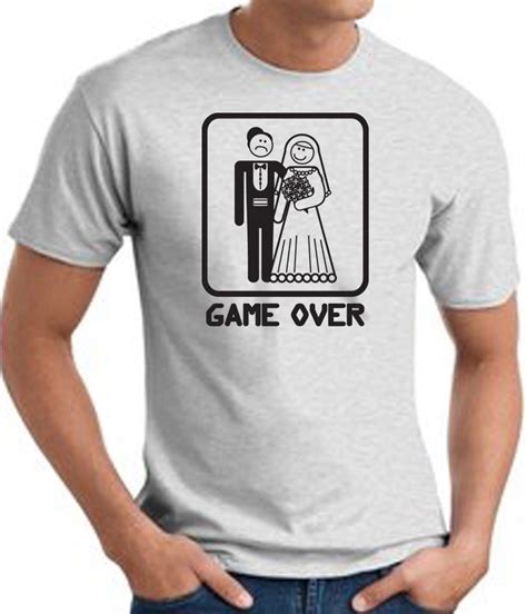 Game Over T Shirt Funny Marriage Bride Groom Ash Tee Black Print Game Over T Shirts