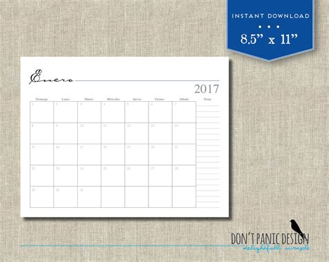 2017 Printable 12 Month Wall Calendar By Dontpanicorganize