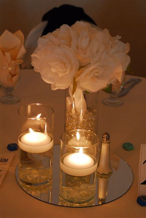 Floating Candle And Flower Centerpiece Centerpieces