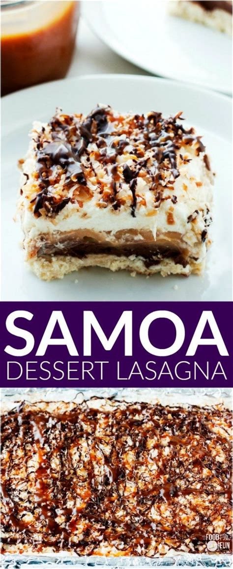 easy samoa dessert lasagna food folks and fun