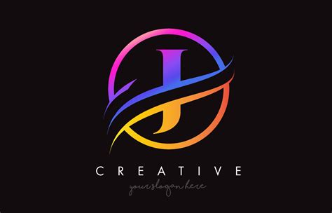 Creative Letter J Logo With Purple Orange Colors And Circle Swoosh Cut