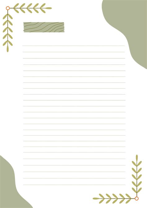 Documento A4 Para Escribir Formas Orgánicas Bordes De Hojas Plantas