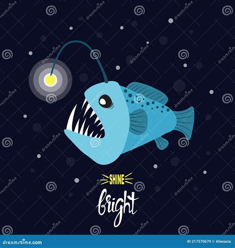 Cartoon Angler Fish Vector Illustration Of Anglerfish Character Stock