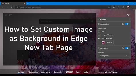 How To Set Custom Background In Microsoft Edge New Tab Page Youtube