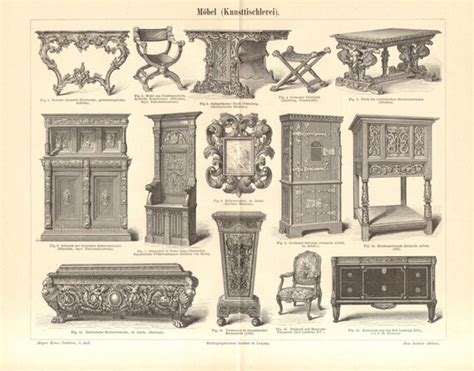 1896 Furniture Periods And Styles Antique Engraving Rococo Etsy