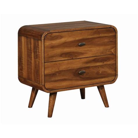 Benjara Dark Walnut Brown Wooden Nightstand With 2 Drawers Bm182737