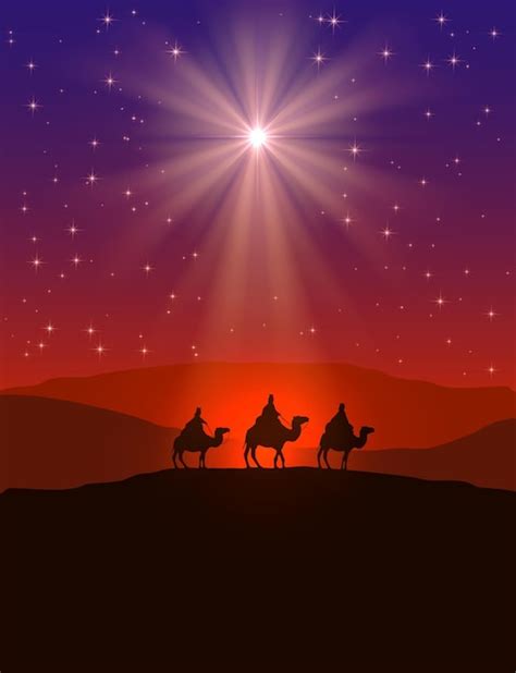 Premium Vector Christmas Star And Three Wise Men