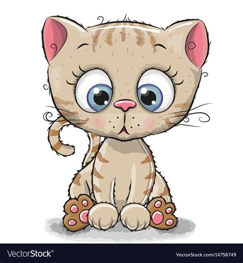 Cute Cartoon Kitten Royalty Free Vector Image Vectorstock