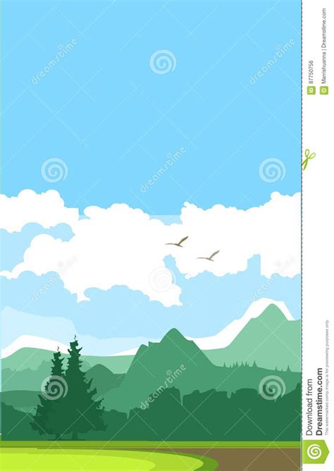 Vertical Mountain Landscape Stock Vector Illustration Of