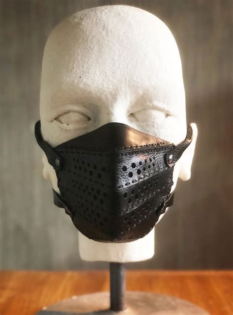 Ninja Design Leather Face Mask W Filters And Pockets Etsy