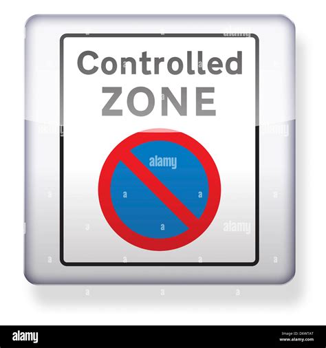 Controlled Parking Zone Road Sign As An App Icon Clipping Path Stock