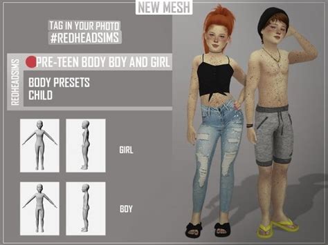 Pre Teen Body Presets The Sims 4 Sims 4 Teen Sims 4 Children Sims