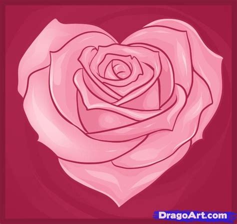 Rose Heart Flower Drawing Roses Drawing Rose Drawing