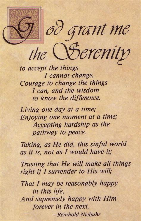 The Serenity Prayer Printable Version Serenity Prayer Printable