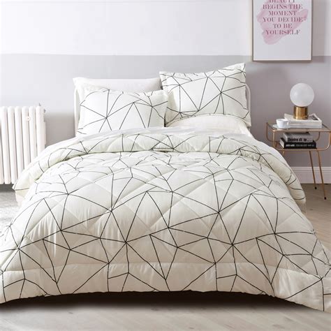 Or maybe you're decorating the guest bedroom to make. 3-Piece Microfiber Comforter Set, Full/Queen, White/Black ...