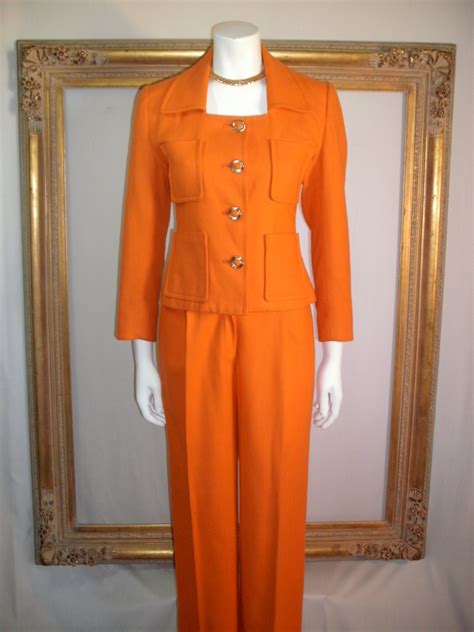 Vintage Satish Orange Pant Suit Size 0