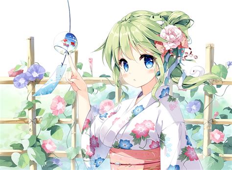 Green Haired Female Anime Character Digital Wallpaper Touhou Kochiya