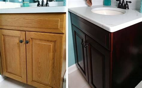 How To Refinish Your Bathroom Cabinets Refinishing Cabinets Wood Refinishing Refinish