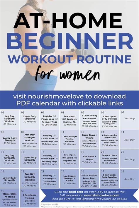 Fitness Challenge 30 Day Beginner Workout Plan Nourish