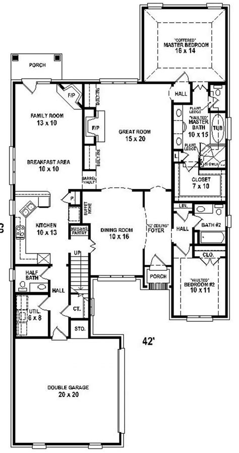 654701 4 Bedroom 3 Bath French Country 2 Story House Plans Floor