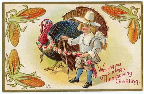 Lot Antique Vintage Postcard Thanksgiving Day