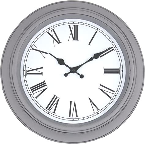 Distressed Painted Grey Roman Numeral Wall Clock Uk Kitchen