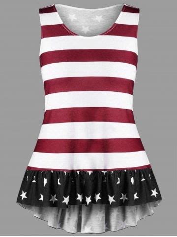 Plus Size American Flag Tank Top With Bowknot Plus Size Plus Size Tank Tops American Flag