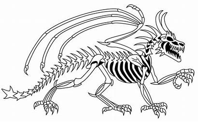Dragon Skeleton Coloring Pages Scary Tattoo Simple