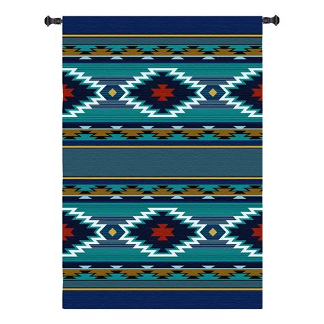 Balpinar Woven Tapestry Wall Art Hanging Blue Southwestern Native