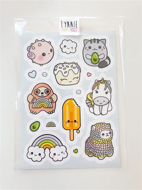 Kawaii Stickers A6 Vinyl Sticker Sheets Cute Stickers Etsy Ireland